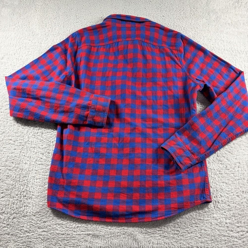 Abercrombie & Fitch Flannel Shirt Mens Large Blue Red Plaid Heavyweight Muscle - Picture 3 of 7